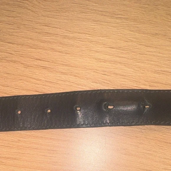 Gucci Black Leather Belt with Gold Double G Buckle sz 85
